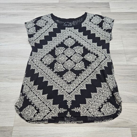 Lucky Brand Womens Black Western Print T-shirt Small - Picture 2 of 6
